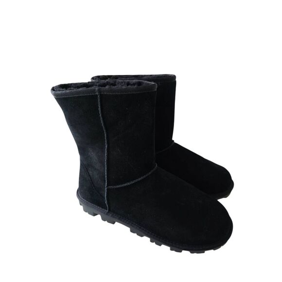 UGG Essential Booties Size 9 Black Shearling Uggplush Wool Foam Footbed - Picture 3 of 8